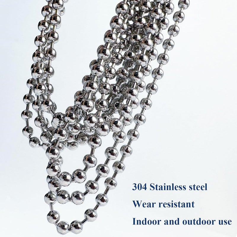 KOCOZA Store 10 Feet 4.5mm Ball Bead Chain with 5 Connectors for Blinds & Shades, Fix or Replace for Broken Window Blind Vertical (#10, 304 Stainless Steel) - Image 3